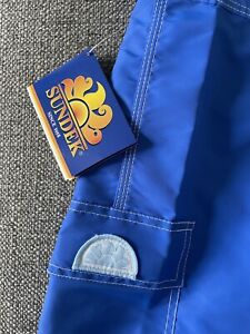 NWT! Sundek Size 30 Surf Solid Blue Beach Swim Nylon Shorts Trunks Side Pocket