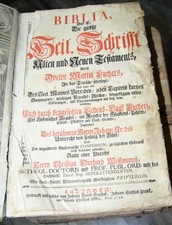 1748 antique German family Bible HUGE 14 5/8" tall   