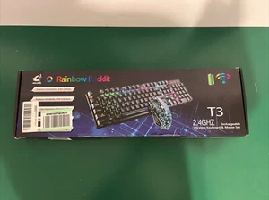 Ziyou Lang T3 2.4GHz Rechargeable Wireless White Keyboard & Mouse Rainbow- U - Picture 1 of 3