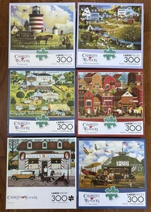 Lot Of Six 300 Piece Buffalo Games Charles Wysocki Puzzles - COMPLETE! - Picture 1 of 7