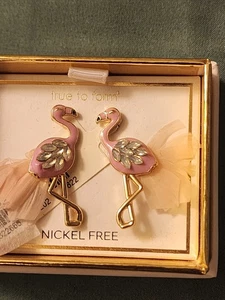 True To Form Pink Flamingo Earrings, Studs,NWT, Super Cute! - Picture 1 of 1