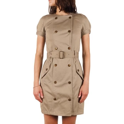 Burberry Brit Vintage Women's Khaki Military Belted Trench Shirt Dress Size US 4 - Image 1 of 4
