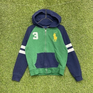 Ralph Lauren Hoodie Kids 7 Big Pony Full Zip Long Sleeve Green Casual Sports - Picture 1 of 13