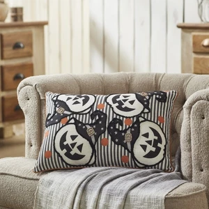 Witchy Pumpkins Striped Pillow 14x20 - Picture 1 of 6