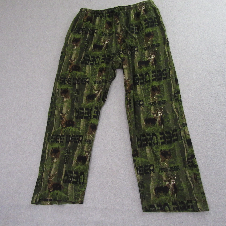 Open Trails Mens Sleepwear Pants L Green Pajama I See Deer Lounge Pocket - Image 1 of 4