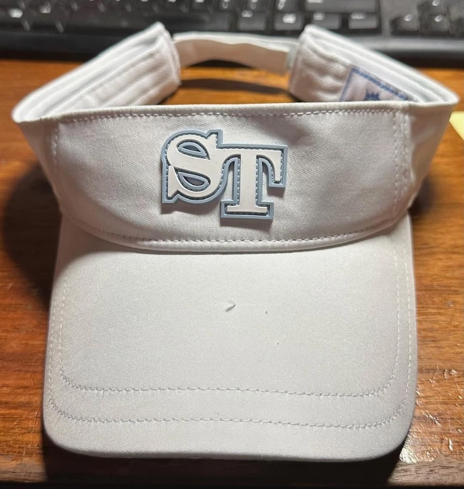 Viseira Southern Tide ajustável América branco azul bordado logotipo "ST" #K - Imagem 1 de 4