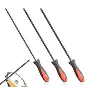 3 Pz Lima Per Motosega Affila Catena Con Impugnatura, 3 Misure 4,0-4,8-5,5 Mm - Foto 1 di 7