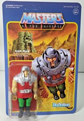RAM MAN ReAction Super7 3.75" Figure Masters of the Universe Unpunched Card - Image 1 of 4