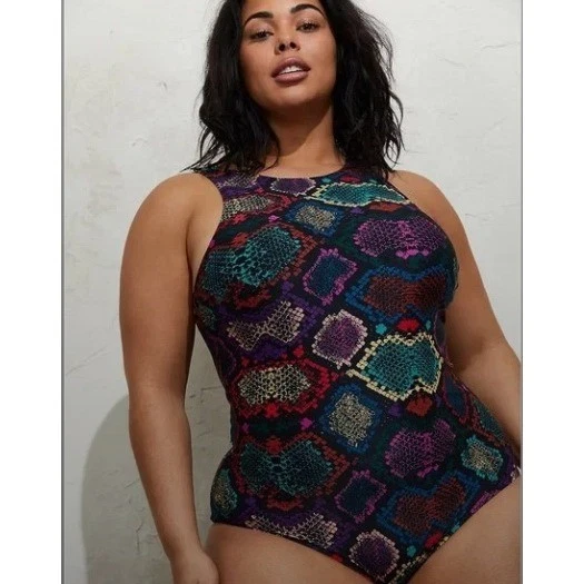 Torrid Bathing Suit Swimsuit One Piece Snake Print Black Multicolor Size 2 - Image 1 of 4