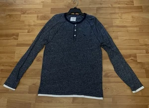 🔥Abercrombie & Fitch Men’s Henley Blue 3 Button Long Sleeve Shirt Size L EUC - Picture 1 of 6