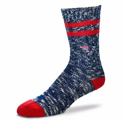 New England Patriots NFL For Bare Feet Men's Alpine Soft Crew Socks-SZ LARGE Cover