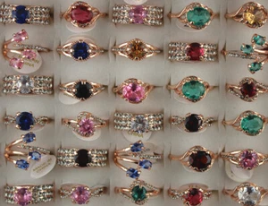 Wholesale Lots 60pcs Rhinestone&Cubic zirconia Women Lady's Rose Gold P Rings - Picture 1 of 8