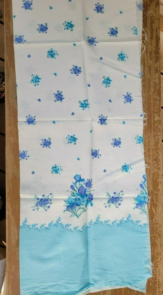 Vintage Shades of Blue & Purple Single Border Fabric Cotton 1-pc  36" W x 27" L - Image 1 of 4