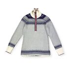Eddie Bauer Women's Fair Isle Nordic Print Ski Quarter Zip Pullover Sweater XS