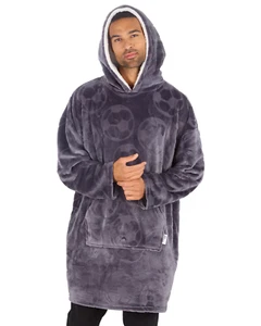Tumbona con capucha polar estampada en relieve para hombre con tema de fútbol americano - Imagen 1 de 4