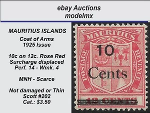 Mauritius - 1925,  Sc.#202, Coat Of Arms, MNH, Cat.$3.50 - Picture 1 of 2