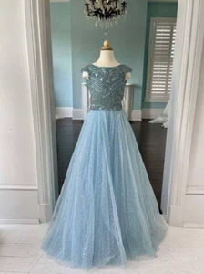 Sherri Hill light blue pageant dress little girl size 10, New with tags - Picture 1 of 9