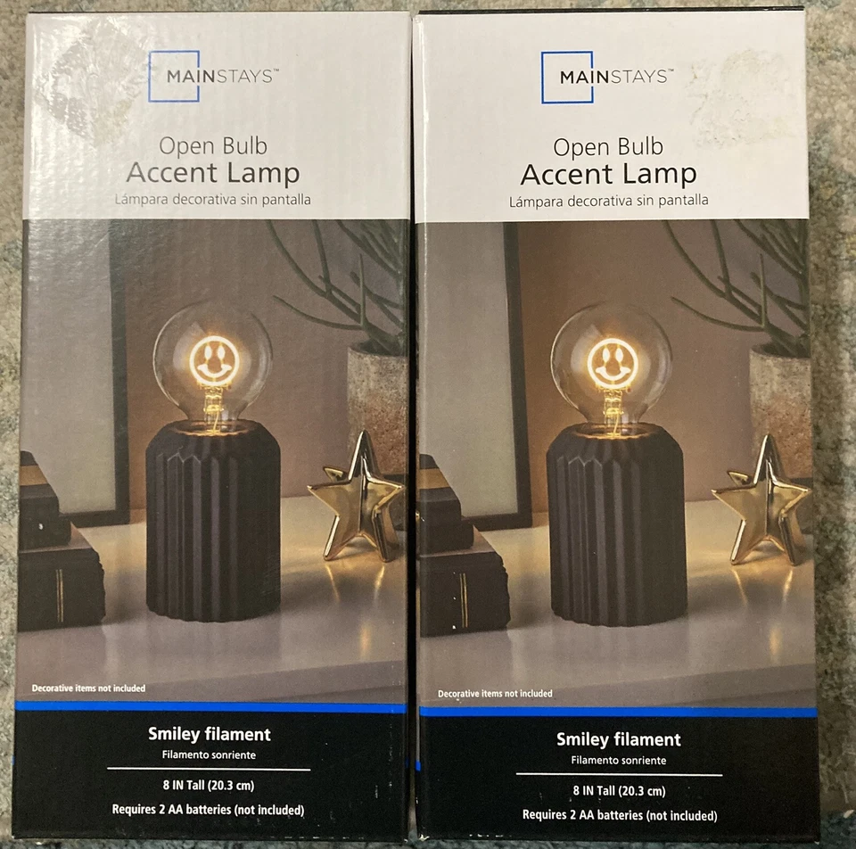 Lot 2  Mainstays RV Mancave kids room Smiley face battery Accent Lamps NIB Foto 1 de 4