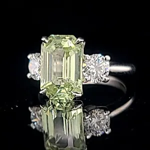 Vintage 14k White Gold Engagement Ring 2.94ct. Natural Mint Green Tsavorite GIA - Picture 1 of 14