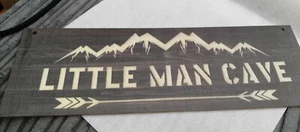 Novelty Little Man Cave Wooden Hanging Plaque Sign - Picture 1 of 1