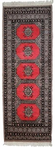 Handmade vintage Uzbek Bukhara rug 2.1' x 5.6' (65cm x 170cm) 1960s - 1C712 - Picture 1 of 9