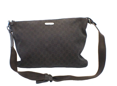 Gucci GG web canvas leather brown crossbody messenger laptop bag - Image 1 of 4