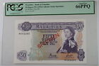 (1978)Bank Of Mauritius 50 Rupee Specimen Note Scwpm#33C-Cs1 Pcgs 66 Ppq Gem New