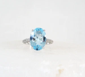 Sterling Silver 925 Natural Heated Blue Topaz Vintage Style Ring Size 7 - Picture 1 of 7