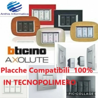 Placche COMPATIBILI 100% BTICINO AXOLUTE in TECNOPOLIMERO