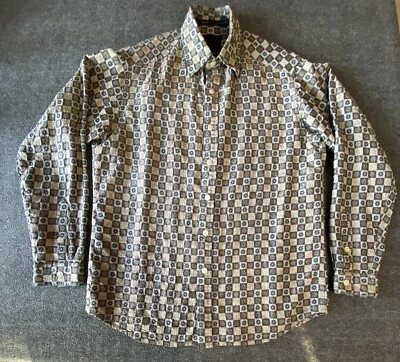 Sean John Shirt Men Medium Silk Blend Tan Brown Floral Business Casual Button Up - Image 1 of 4