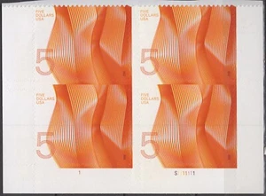 SC# 4719 - 2012 $5.00 Waves of Color - Orange - Plate Block of 4 - Mint NH - Picture 1 of 1