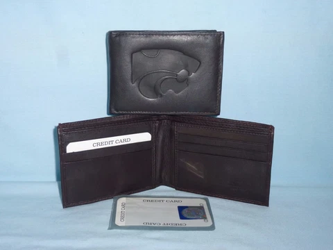KANSAS STATE WILDCATS   Leather BiFold Wallet   NEW   dkbr 3s Cover