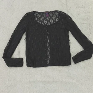Top Ralph Lauren para mujer XS* negro floral encaje malla transparente Y2K caprichoso - Imagen 1 de 14