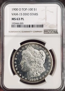 1900-O PCGS MS63 PL Proof-like VAM 15 DOUBLED STARS Morgan Silver Dollar TOP 100 - Picture 1 of 2