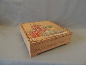 Vintage wooden trinket box carved & painted 1993 Greece - Picture 1 of 9