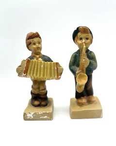 Vintage Boy Figurine Playing Accordian Boy Playing Instrument Hand Painted - Picture 1 of 6