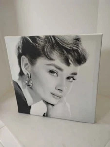 Audrey Hepburn Wall Art Black and White Picture on Canvas 14x14 - Picture 1 of 6