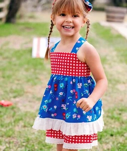 Wildflowers HAPPY TOWN USA Red Plaid  Tunic Top And Shorts Set size 14 NWT - Picture 1 of 12