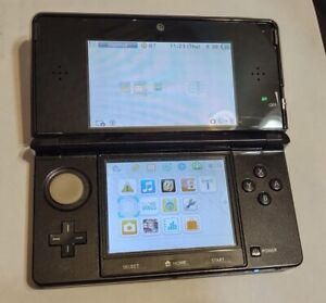 Nintendo 3DS Cosmo Black System with Charger And Orange Stylus FREE Shipping!