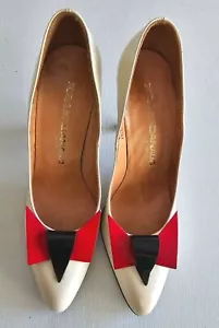 VINTAGE 'XAVIER DANAUD' 60s/70s Leather Made In Paris Shoes Size 6AA Cream - Picture 1 of 14