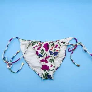 Vix Paula Hermanny White Floral Large Brazilian Beach Swim Bottom Swimsuit New - Picture 1 of 8