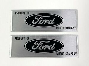 Pair Sill Plate Emblems Decals 1964-73 Mustang - "Product of Ford Motor Company"