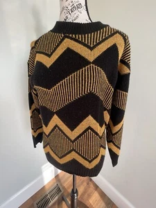 Vintage Burlington Pullover Gold & Schwarz Pulli Gold Metallic Faden Glitzer - Bild 1 von 11