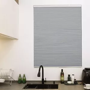 BlinDecor Blackout Cellular Shades Cordless 24" x 64" Honeycomb Blinds Grey - Picture 1 of 6