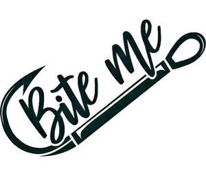 8" - Bite Me Fishing Decal, Vinyl Stickers Boat Window Tackle Fish Hook - Picture 1 of 1