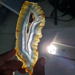92.85 Ct Rainbow Iris Agate Slice, Rare Agate Indonesia Iris Rainbow Slab - Picture 1 of 6