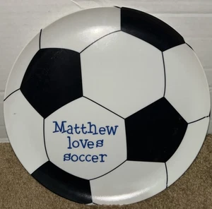 Matthew Personalized Dinner Plate Soccer - Picture 1 of 2