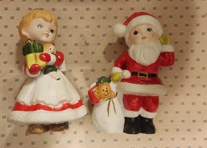 Vintage Homco Weihnachtsfiguren 2er Set - Weihnachtsmann Junge & Mädchen, #5401/1981 - Bild 1 von 4