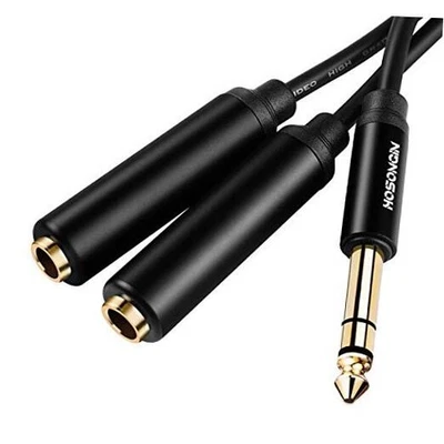  1/4" Splitter Cable, TRS to Dual 1.6 Feet-1Pack 1/4" TRSM to Dual 1/4" TRSF - Image 1 of 4