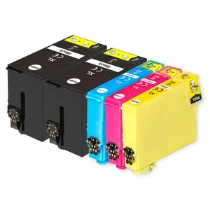 5 Ink Cartridges (Set+Bk) for Epson Workforce WF-3720, WF-3720DWF, WF-3725DWF - Picture 1 of 5